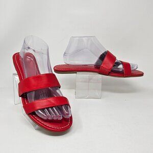 Talbots Womens Size 9M Red Strappy Slides Slip On Flat Sandals Open Toe VGC